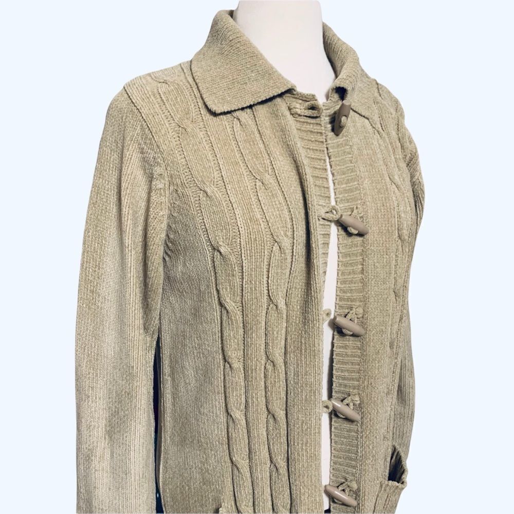 Vintage Cardigan Sweater Cable Knit Long Sleeve Pastel Color